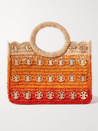 Embellished Raffia Tote