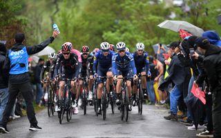 Torrential rain battered the peloton throughout the stage