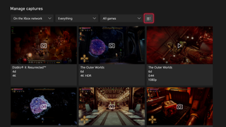 Xbox capture menu