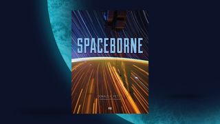 Spaceborne book cover on a blue planet background