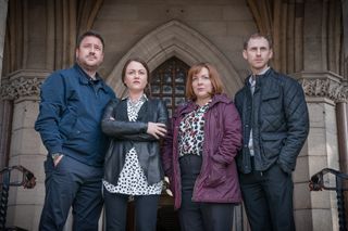 'Four Lives' cast...(from left) Rufus Jones, Jaime Winstone, Sheridan Smith and Robert Emms as devastated relatives of Port's victims.