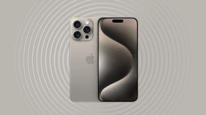 Apple iPhone 15 Pro Max on grey background