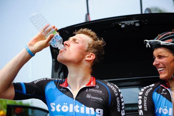 A Team St&ouml;lting rider gulps down some water