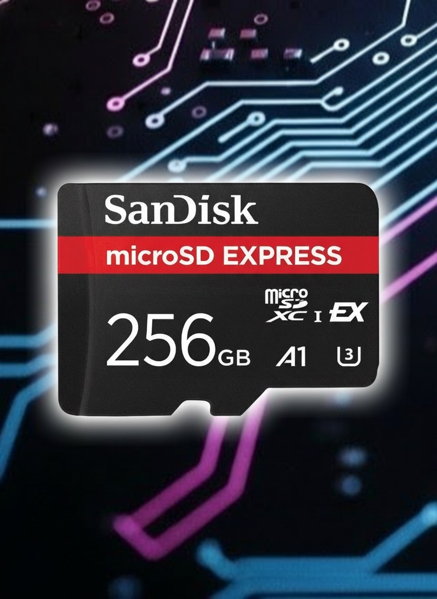 256GB microSD Express R:  880 MB/s, W: 650 MB/s