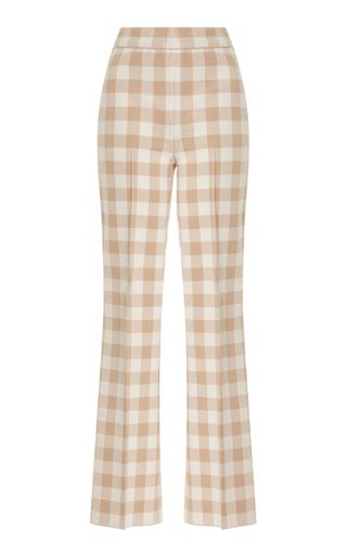 Kick Gingham Stretch-Cotton Knit Cropped Flared Pants