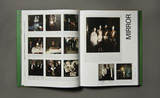 A spread from the book depicting polaroids from the set of 'Looking for Langston', by Isaac Julien, 1989