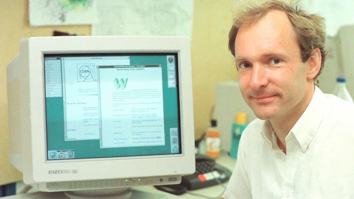 Tim Berners-Lee at a computer