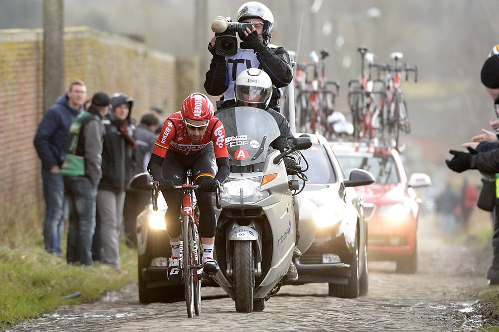 Thomas De Gendt went on a long solo breakaway in Le Samyn