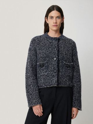 Französische Tweed-Cardigan-Jacke | Blaue Marine