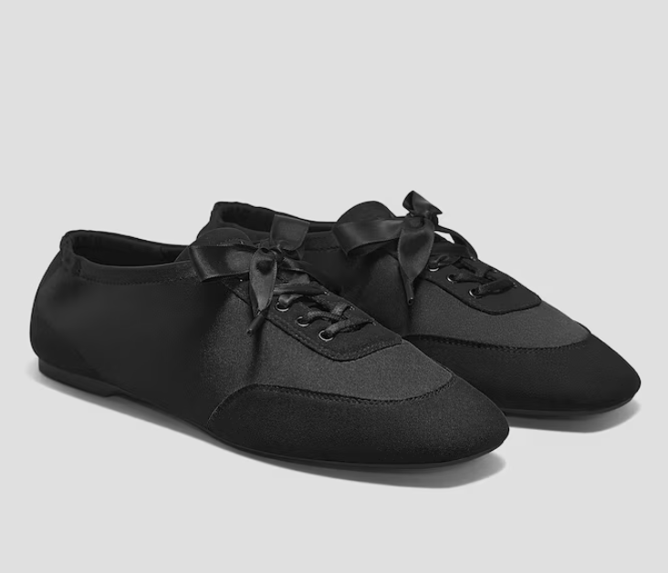 Vivaia, Square-Toe Lace-Up Satin Sneakerina (Cristina)