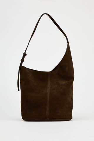 Asymmetric Soft Suede Bucket Bag