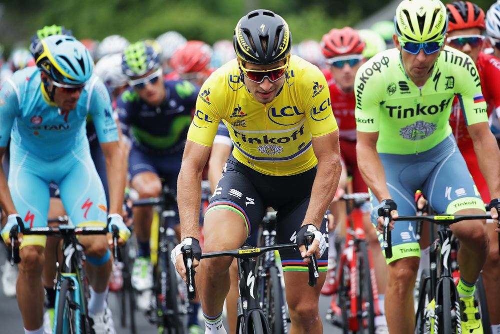 Peter Sagan (Tinkoff) in the yellow jersey at the Tour de France