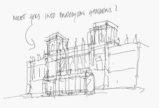 Concept drawing of the Burlington Gardens facade at the RA by David Chippefield