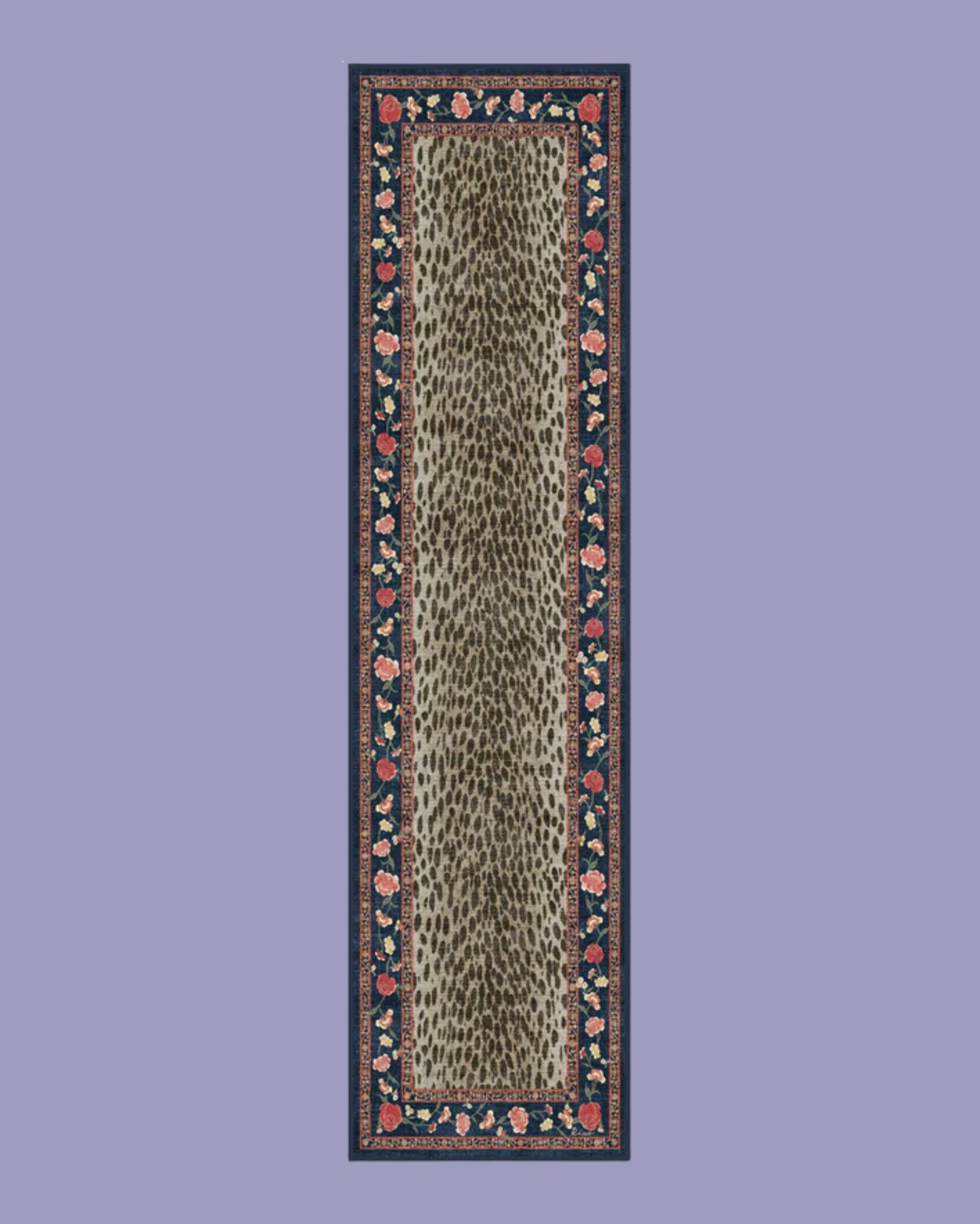 Ruggable x RIXO, Kensington Sapphire &amp;amp; Brown Runner Rug