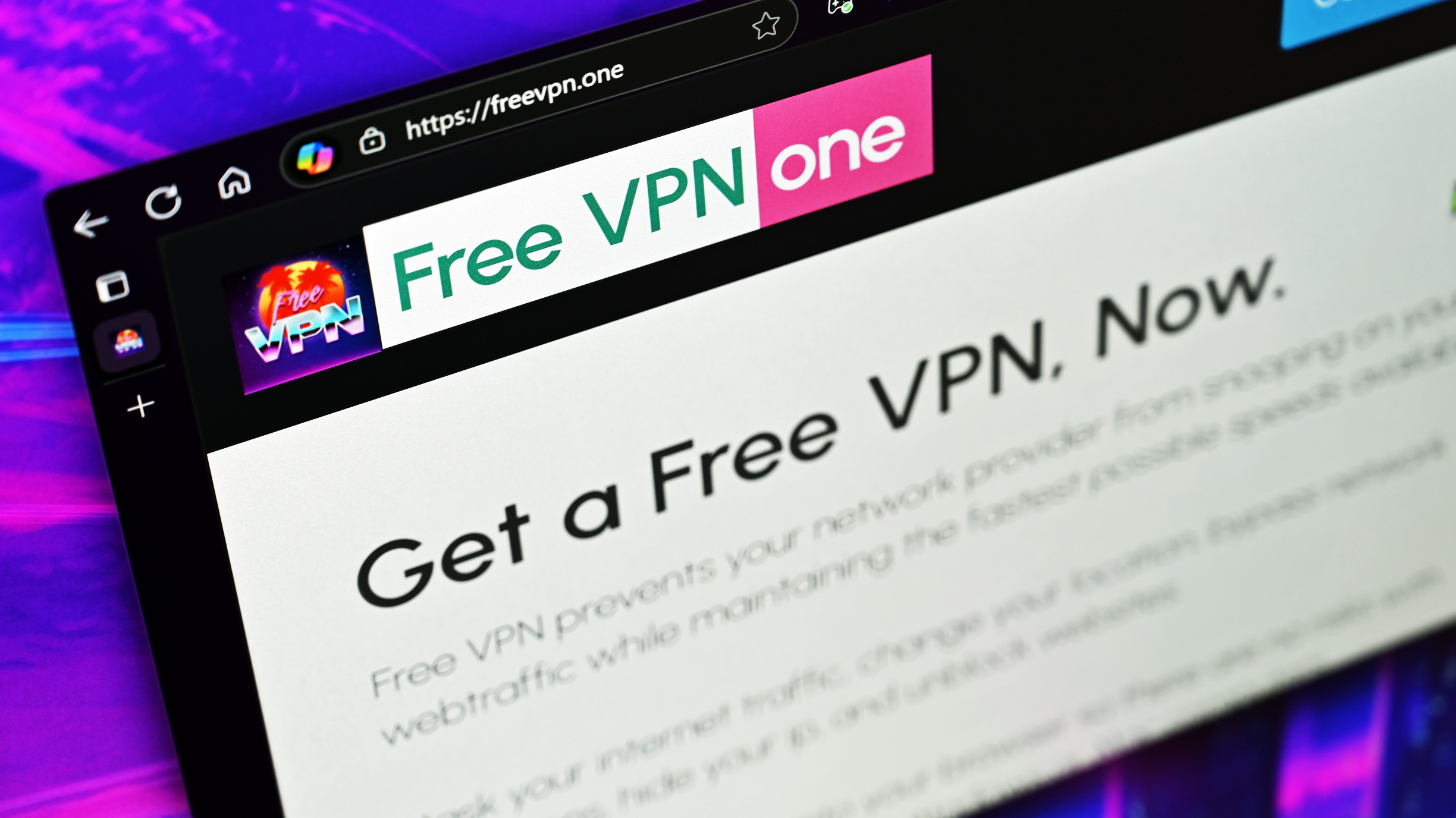 FreeVPN.one website featured in the Microsoft Edge browser on Windows 11 (2025).