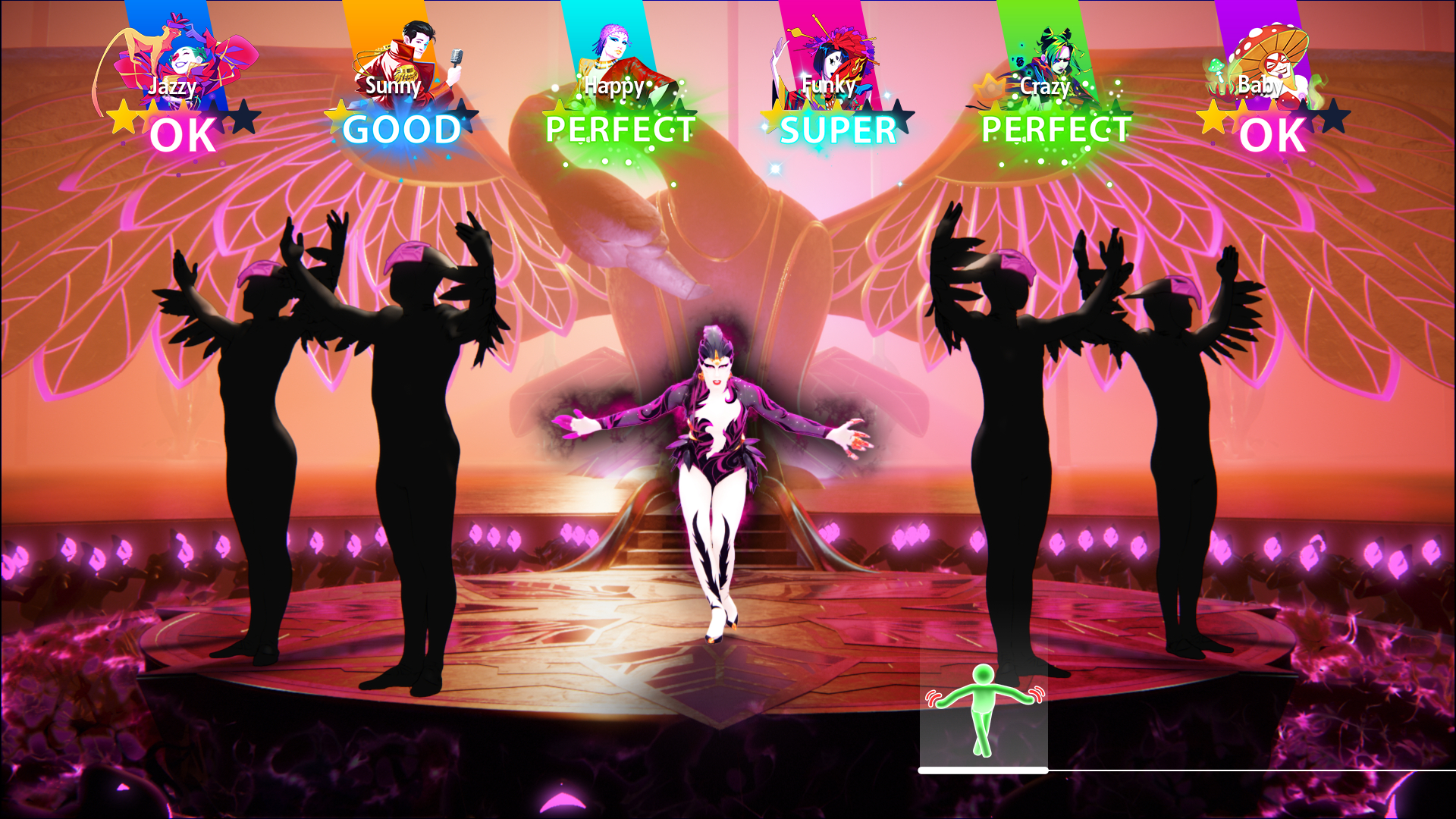 Just Dance 2023: a sancer surrounded by back-up performers