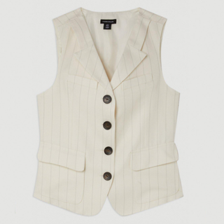 Karen Millen Striped Pocket Detail Single Breasted Waistcoat