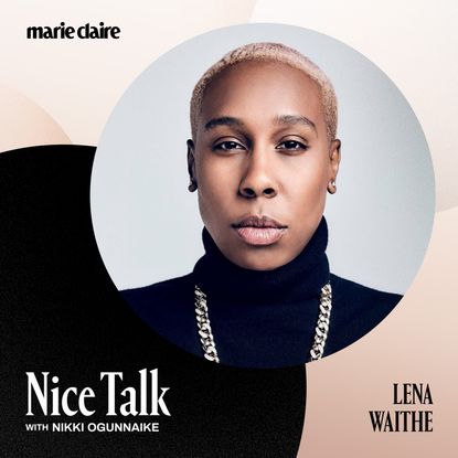 a head shot of lena waithe for the marie claire nice talk podcast