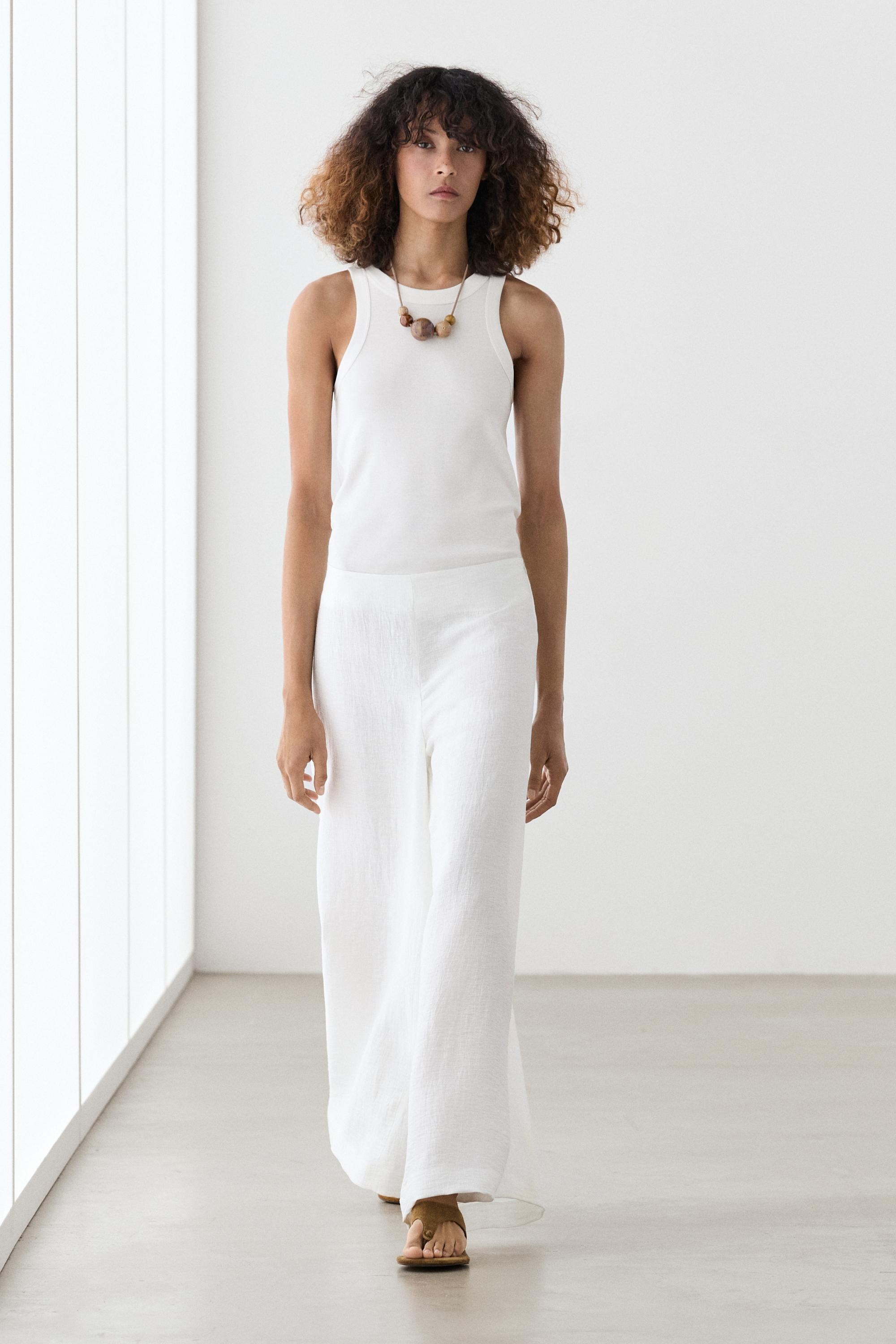 Massimo Dutti, Linen Blend Palazzo Trousers