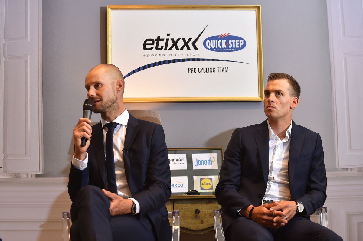 Tom Boonen with Etixx-Quick Step teammate Zdeněk &Scaron;tybar