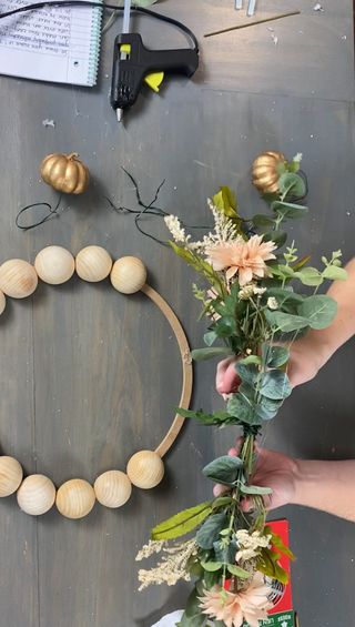 Making a floral DIY fall wreath