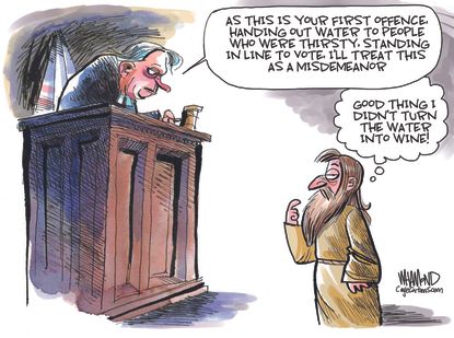 Political Cartoon U.S. jesus voting rights georgia