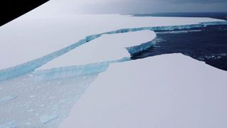 The Royal Air Force (RAF) photographed the world's largest iceberg, which is on a collision course with South Georgia island.