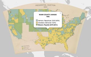 Presidential election of 1892 map of voting results
