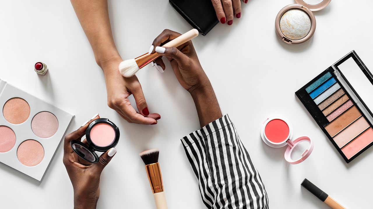 beauty products flatlay