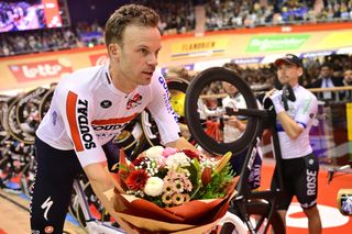 Iljo Keisse after having taken a tribute at the Gent Six-Day 2022