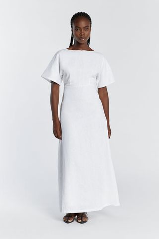 Lyndal White Linen Midi Dress