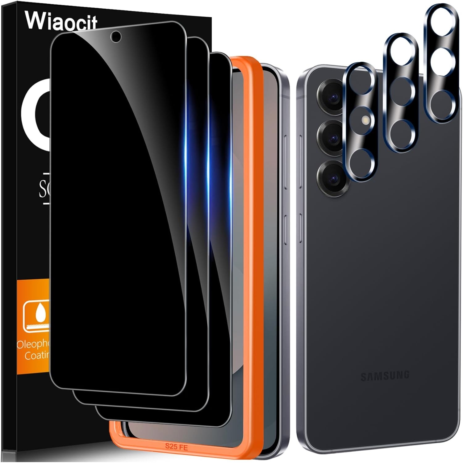 Wiaocit 3 Pack Tempered Glass Privacy Screen Protector for Samsung Galaxy S25 FE