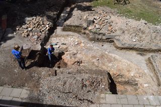 Excavations at the site of the Great Synagogue of Vilna in the Lithuanian capital Vilnius.