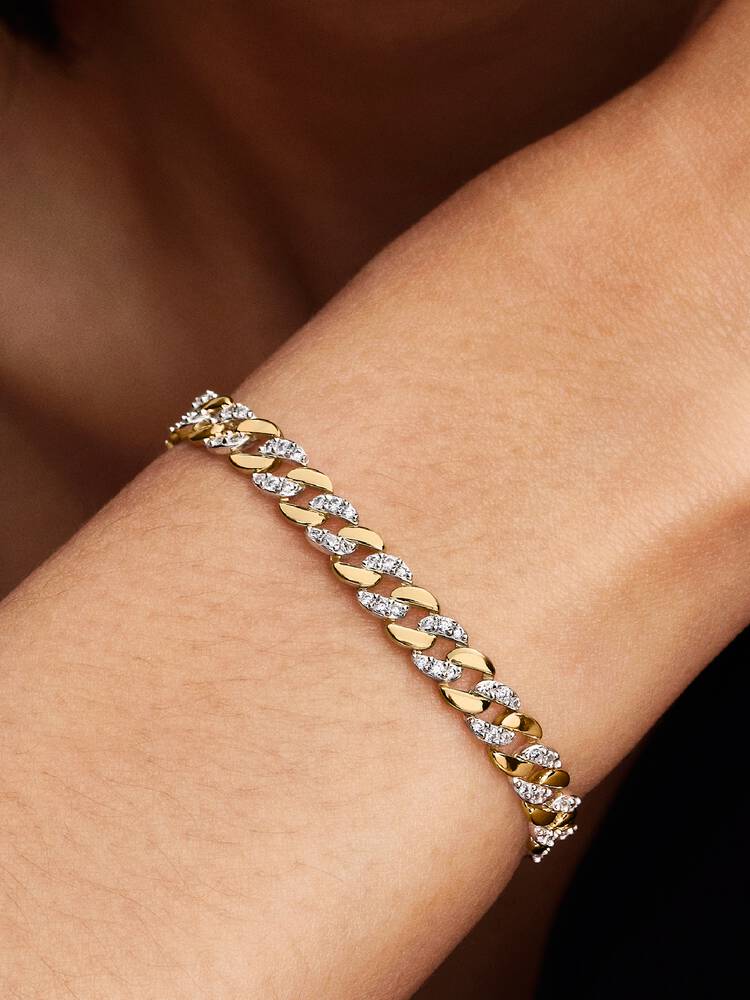 Pandora, Two-Tone Pav&amp;eacute; Cuban Chain Bracelet