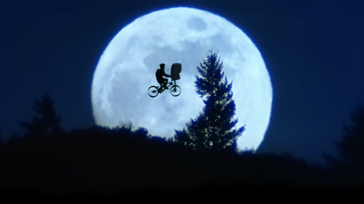 The flying bicycle from E.T. The Extra-Terrestrial