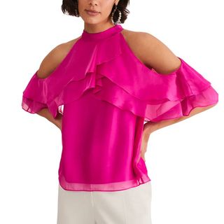 Phase Eight pink ruffle top