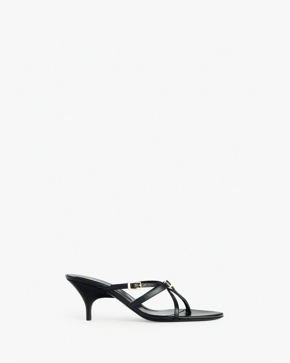 Cross Sandal in Black Leather