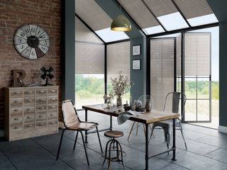 Blinds in a glazed extension by Apollo Blinds