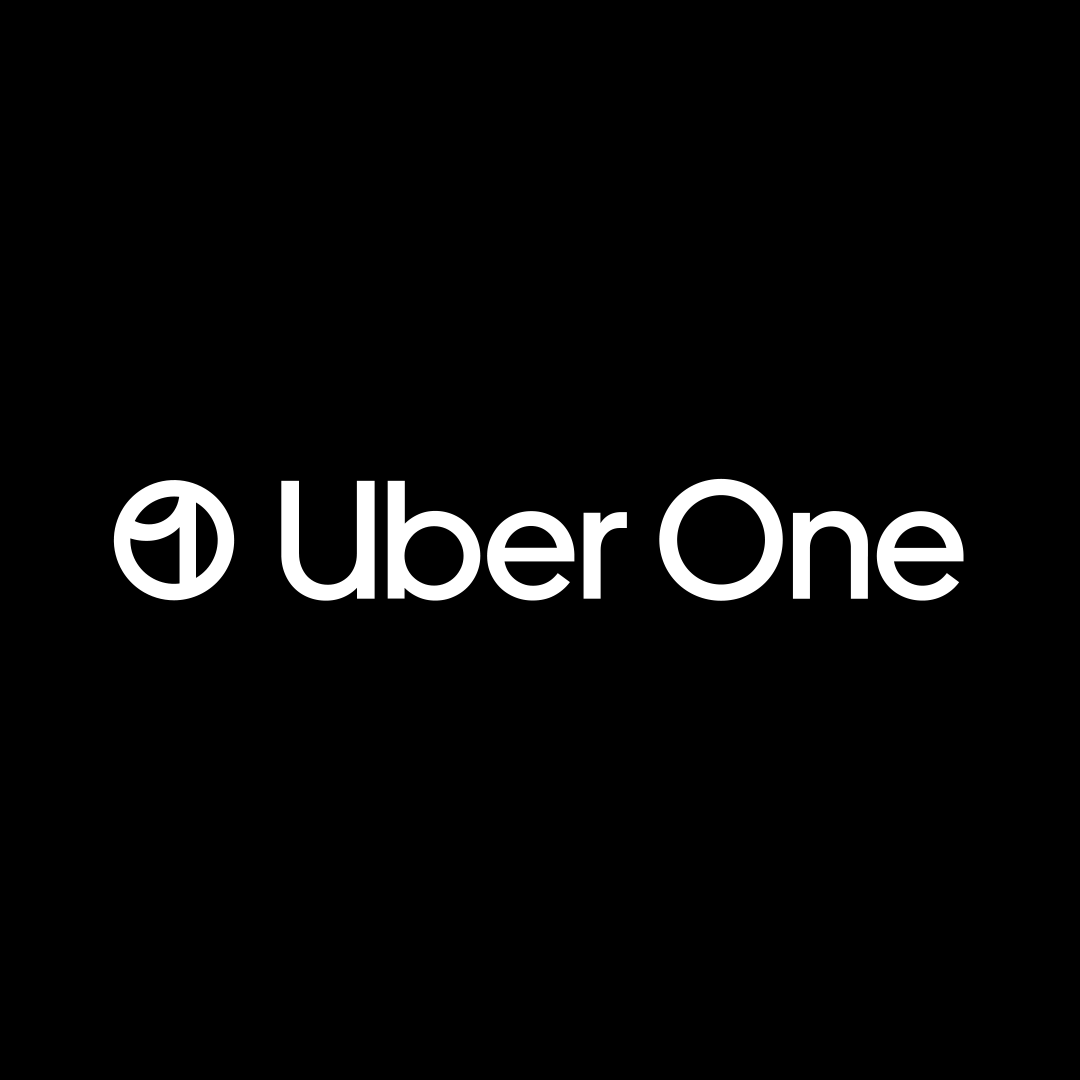 The Uber one logo in black and white 