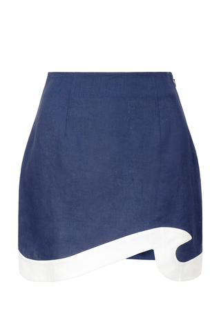 STAUD Leandro Linen Wave Mini Skirt