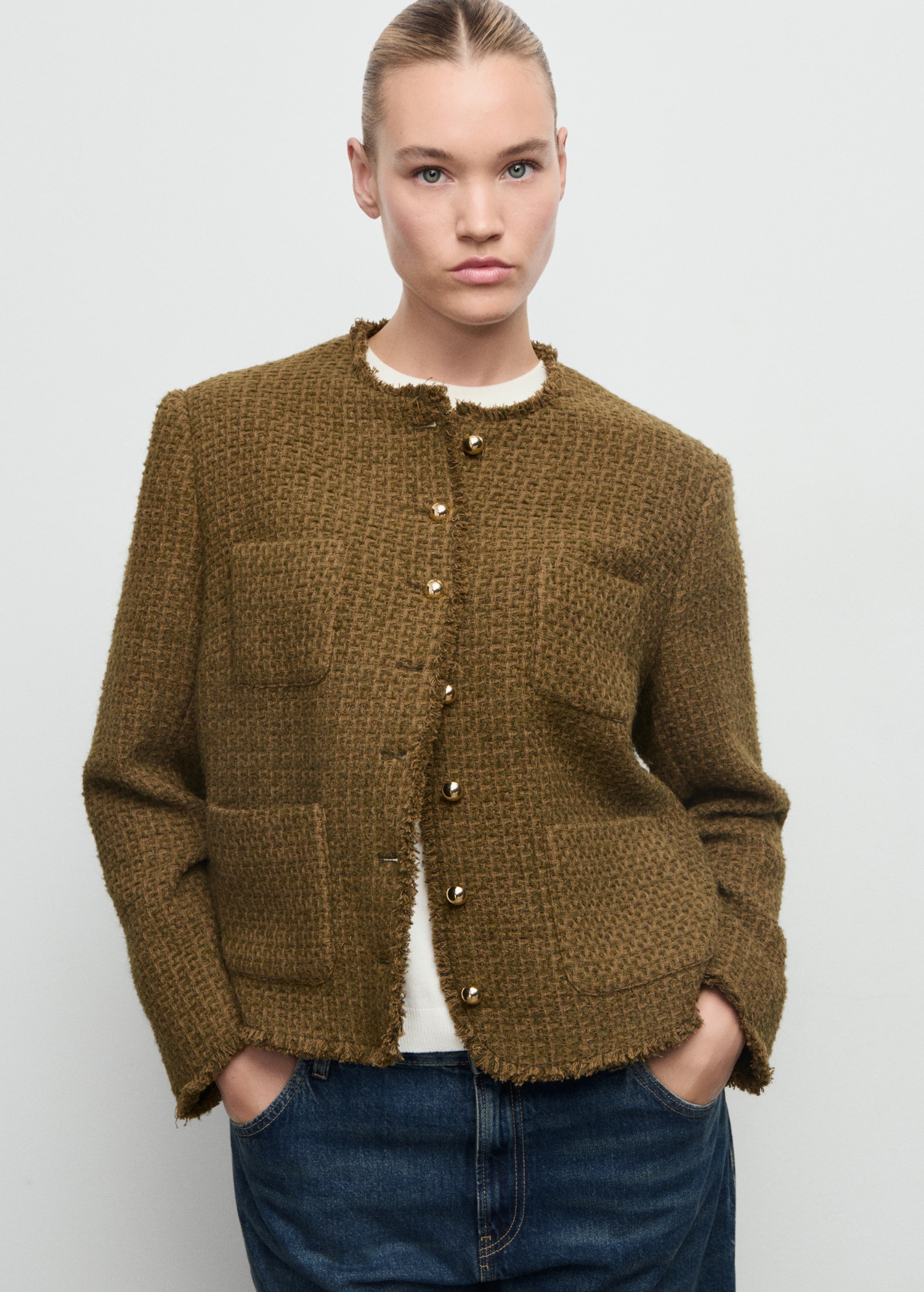 Tweed Jacket With Jewel Buttons - Women | Mango United Kingdom
