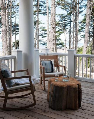 timber outdoor furniture on a porch