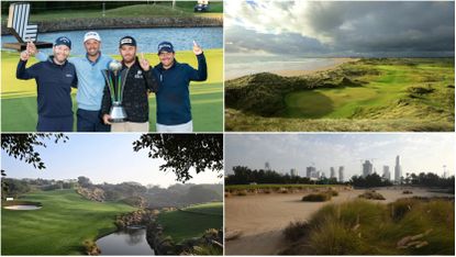 (top left) Stinger GC, (top right) Trump International Golf Links Doonbeg, (bottom left) DLF Golf and Country Club, (bottom right) Doha Golf Club