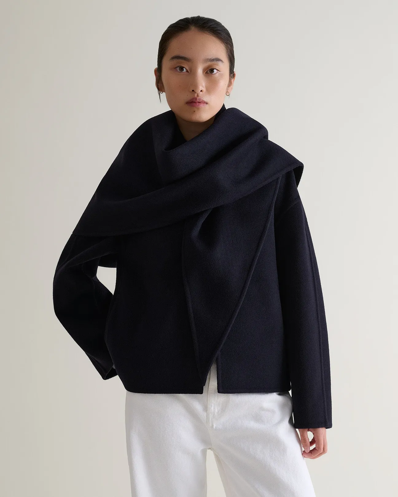 Rise & Fall, Women's Cashmere Wool Double Faced Scarf Jacket