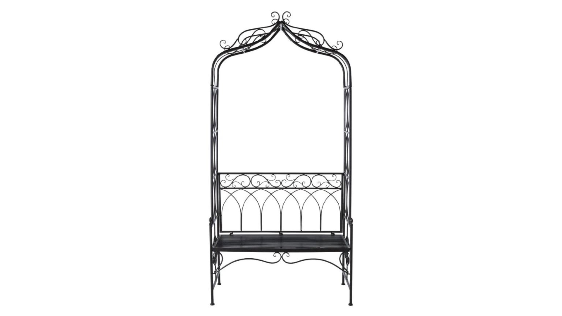 Best metal garden furniture 2021 - metal garden arch with seat bench - Maisons Du Monde