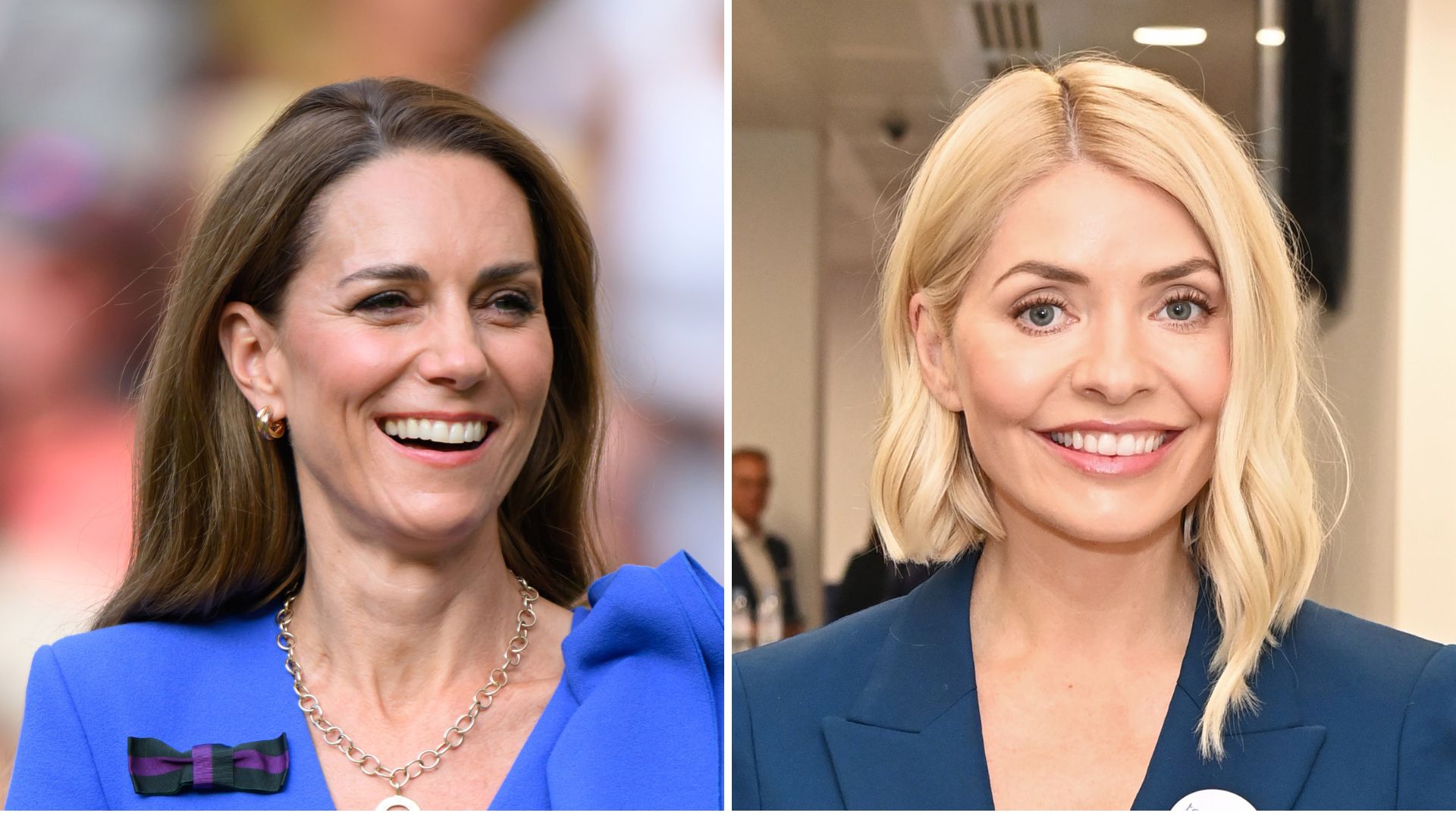 A composite of a picture of Kate Middleton at Wimbledon 2025 and a picture of Holly Willoughby at the BGC Group Charity Day 2024