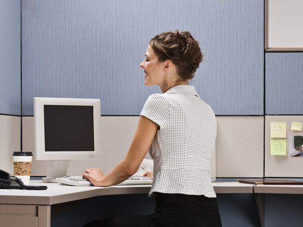 woman sitting at desk