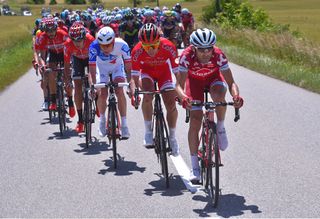Tiago Machado (Katusha-Alpecin) rides the front during stage 3 of the Dauphine