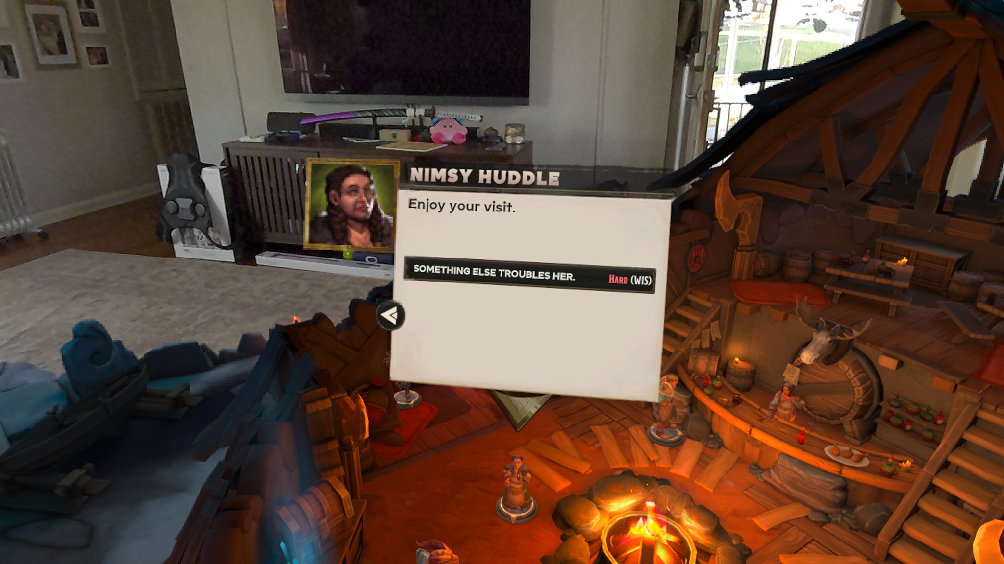 A conversation roll opportunity in Demeo X Dungeons & Dragons: Battlemarked for the Meta Quest 3