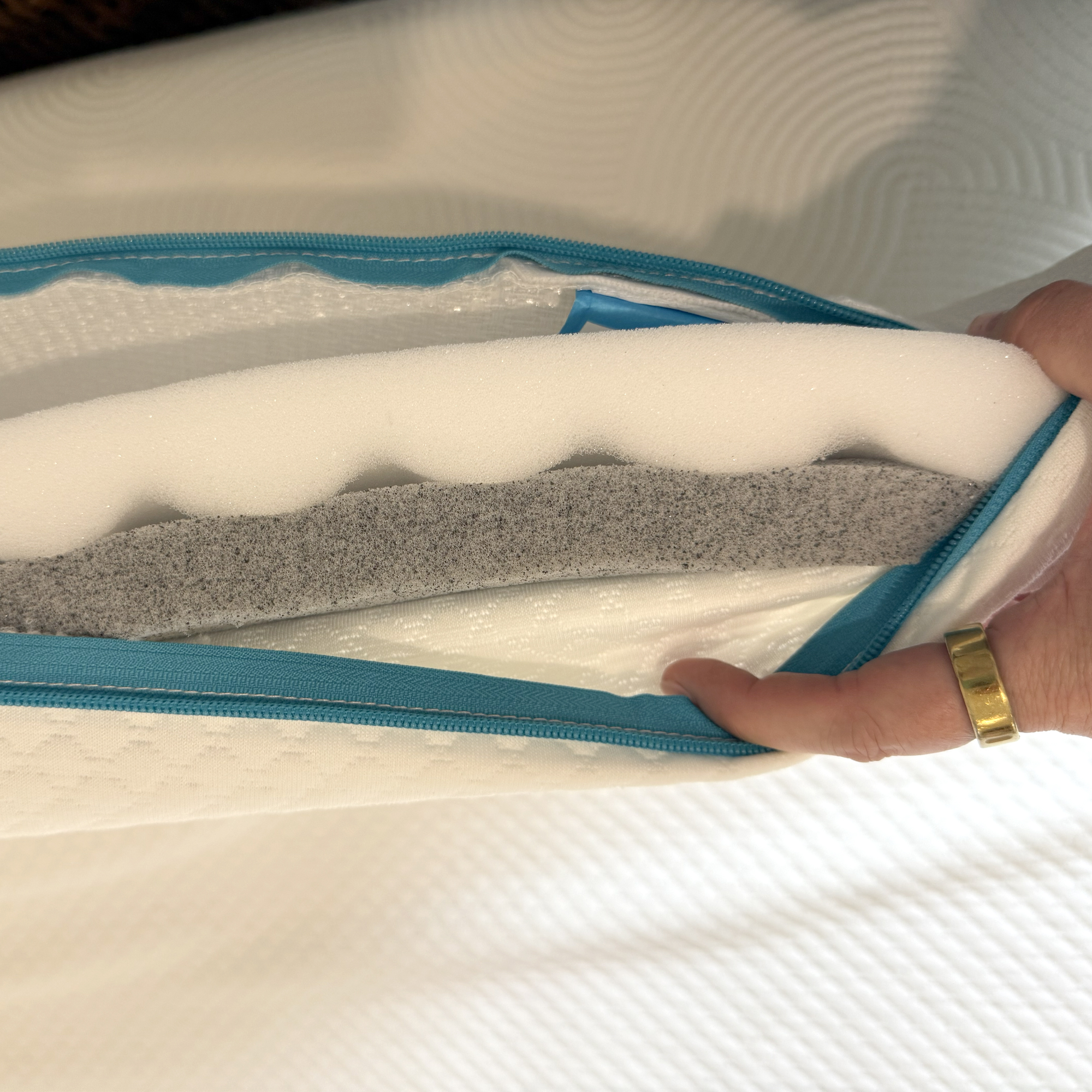 The Simba Cool Foam Mattress Topper being review at home